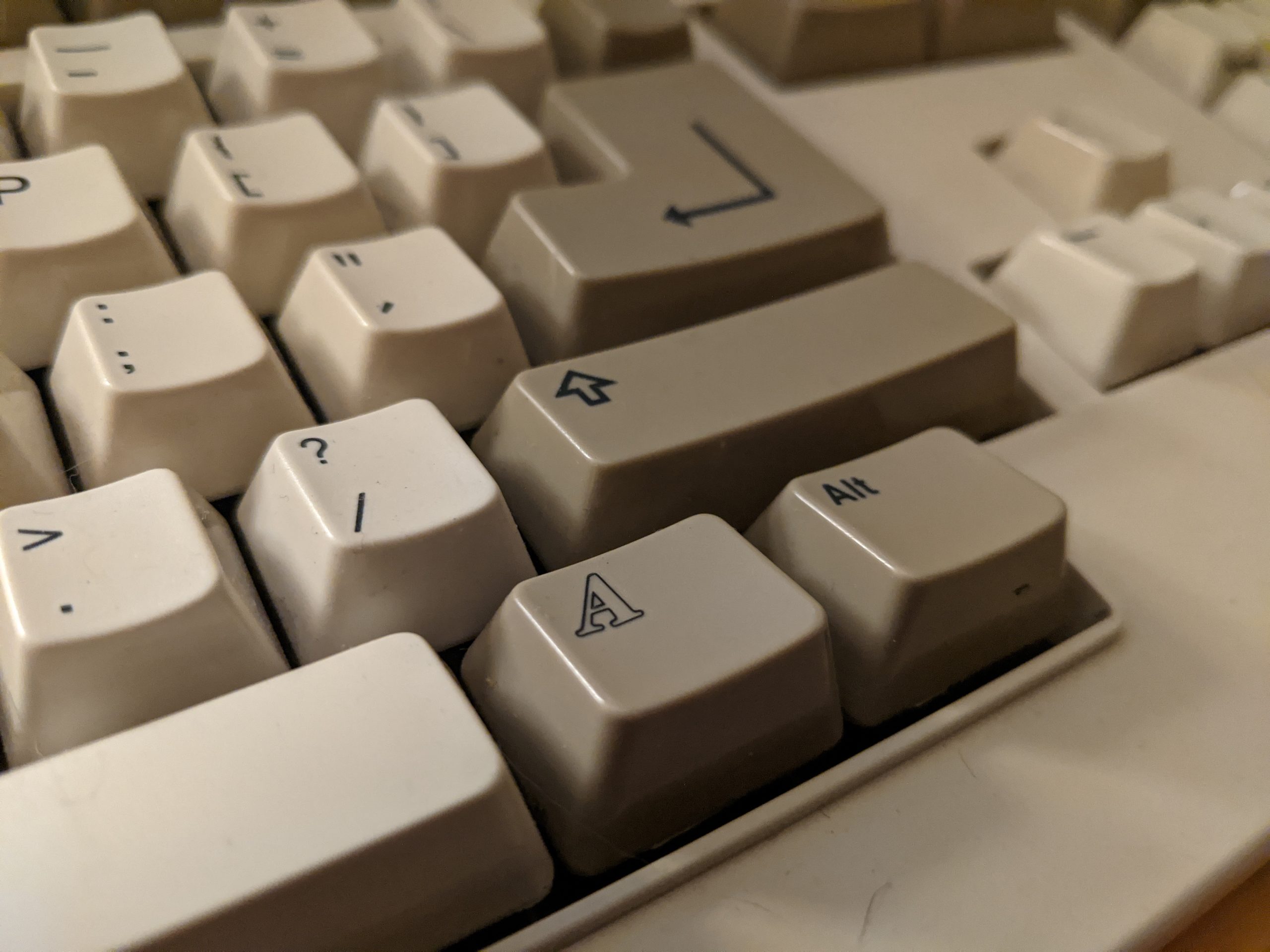 The "amiga key" on a yellowed Amiga keyboard